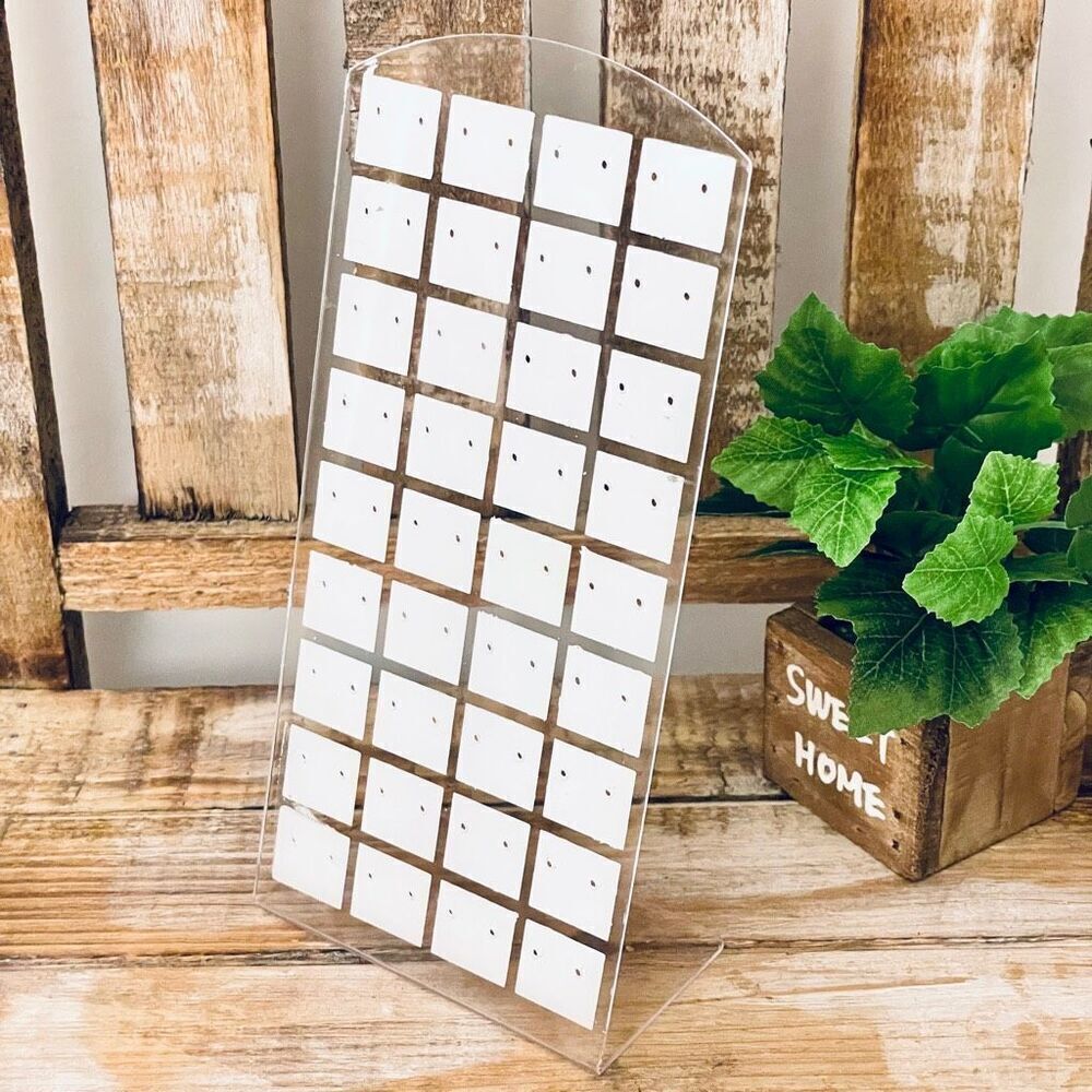 New Plastic Stand Up 36 earrings Clear & White Jewelry Organizer holder display